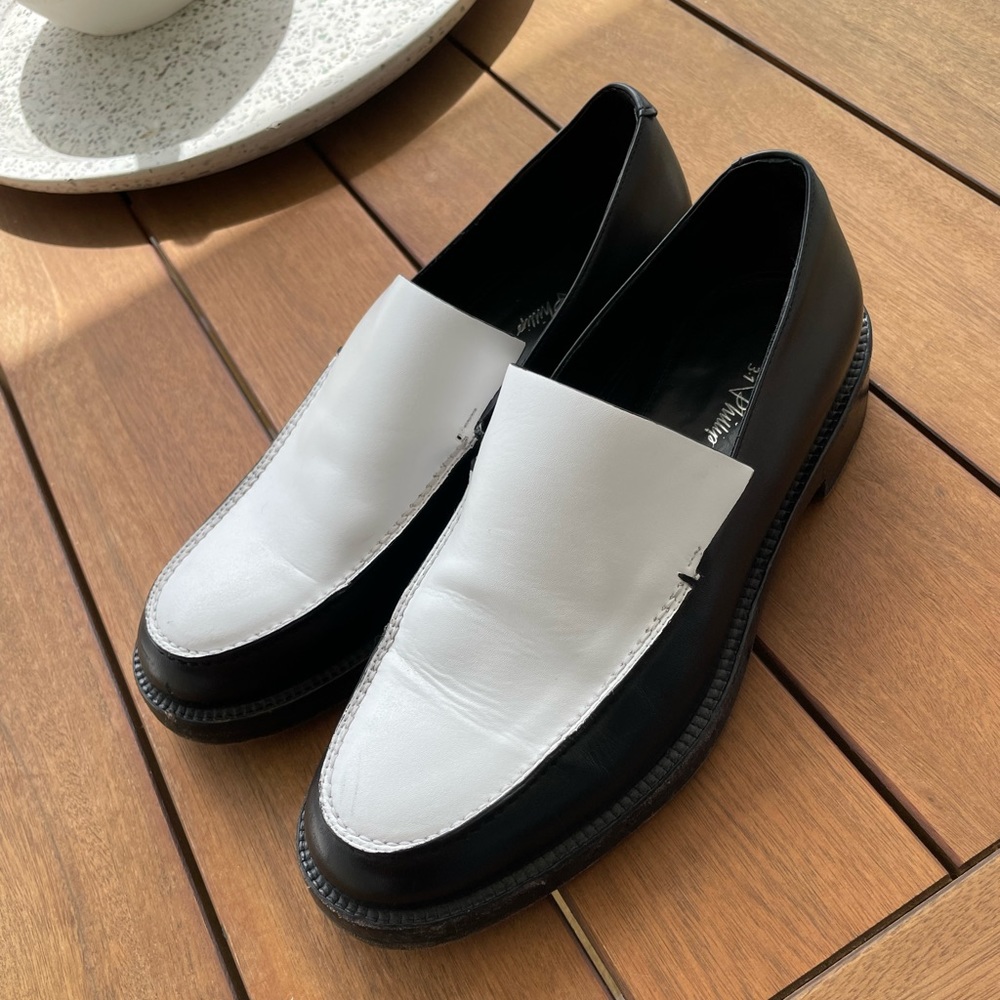3.1 PHILLIP LIM LEATHER BLACK AND WHITE LOAFERS | SIZE 40 or a US SIZE 8-8.5 |